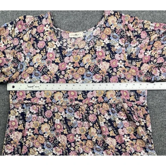 Natural Life Maxi Dress Women's Large Cottagecore Floral Short Sleeve Round Neck - Picture 6 of 7